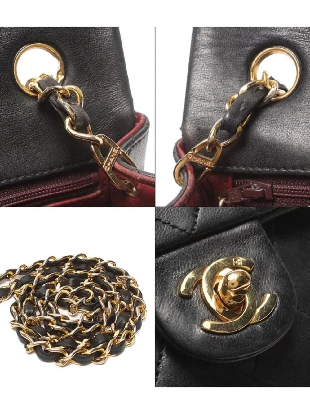 Chanel Chain Shoulder Bag Gold Lambskin Quilted Single Flap